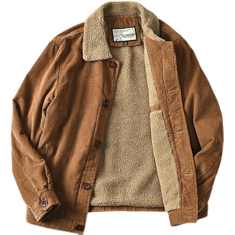 Men's Brown Corduroy Jacket with Sherpa Lining