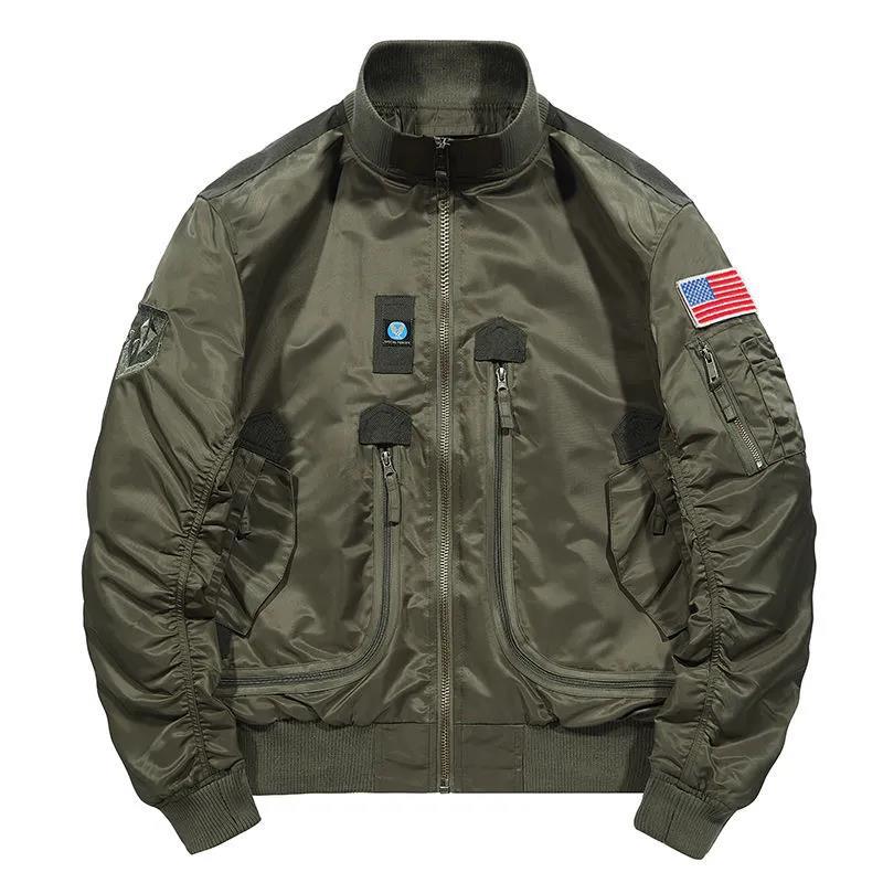 Veste Bomber Homme Style Aviateur Multi-Poches Noir