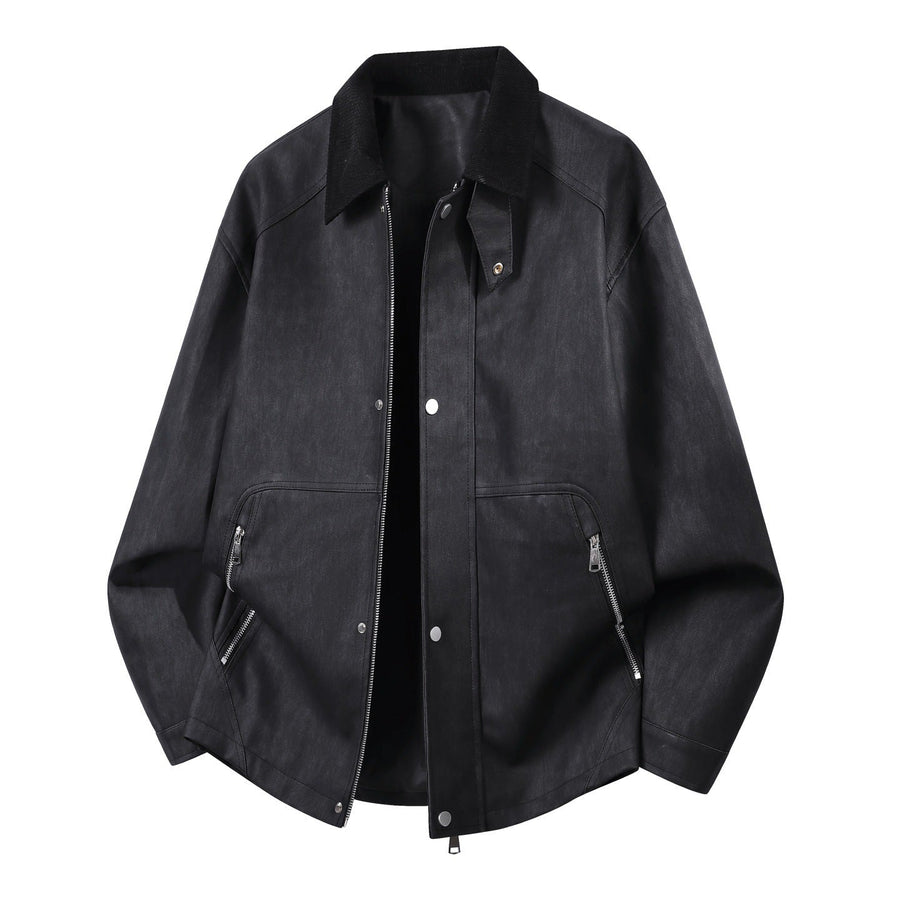 Overshirt-jakke med kontrastkrave og lynlåslommer til mænd