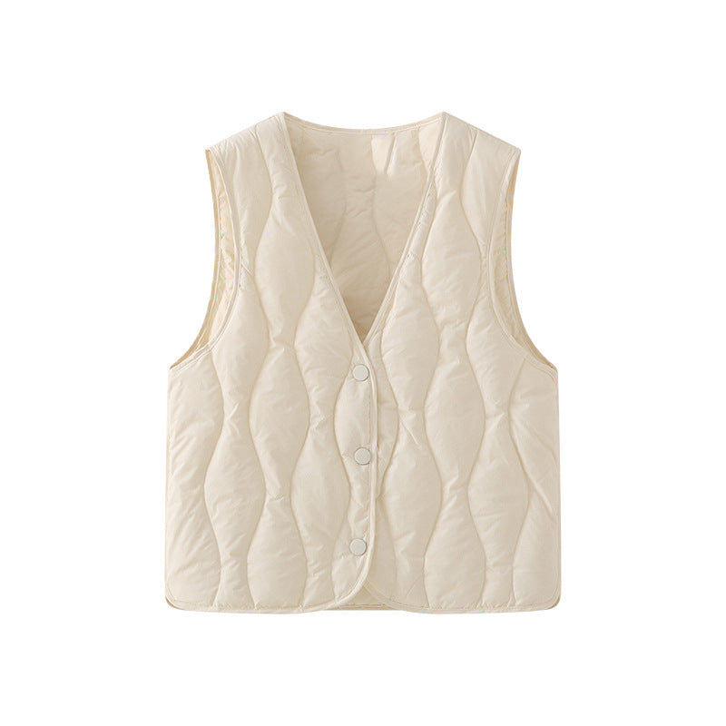 Chaleco acolchado ligero con cuello de pico y botones