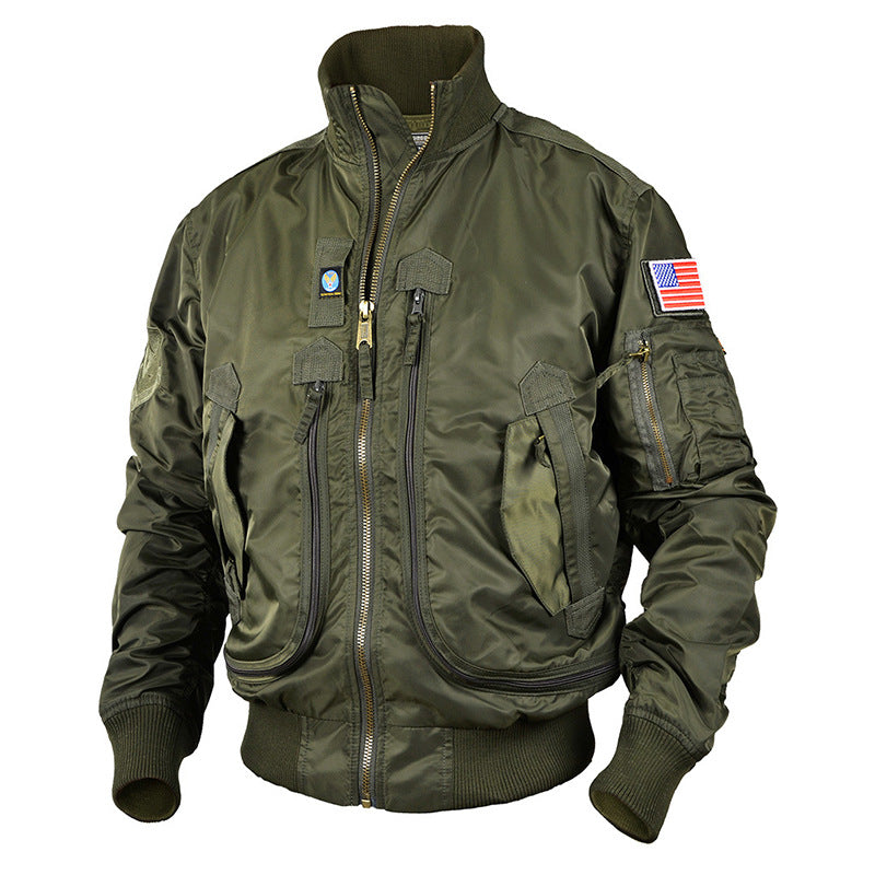 Veste Bomber Homme Style Aviateur Multi-Poches Noir