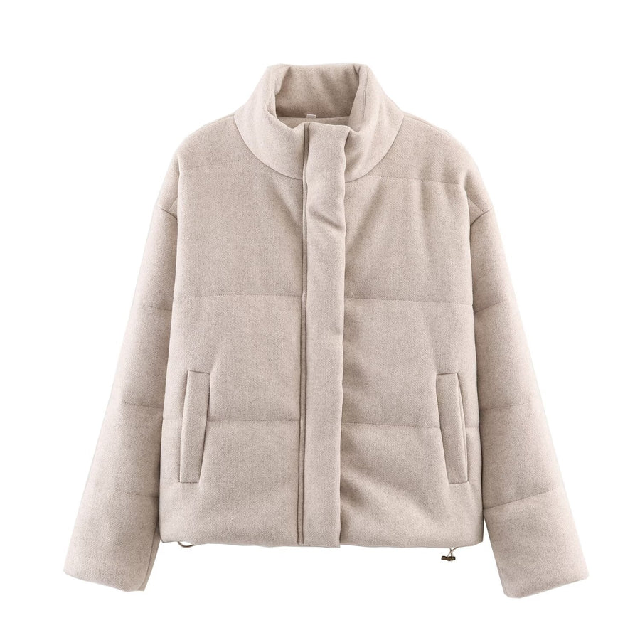 Kort jack in bomberstijl met opstaande kraag voor dames, lichtbeige