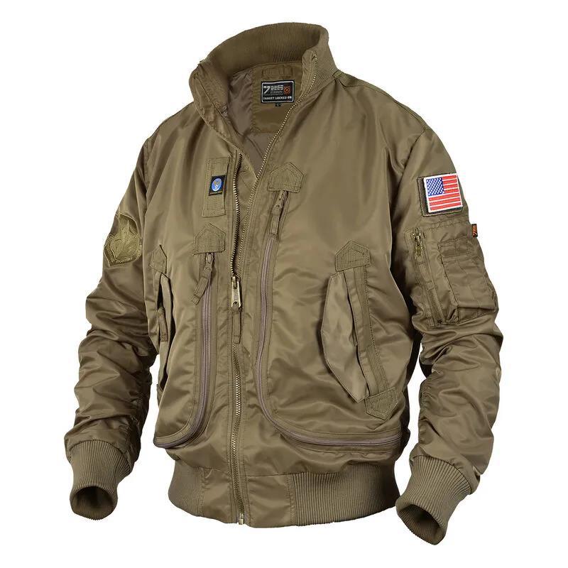 Veste Bomber Homme Style Aviateur Multi-Poches Noir