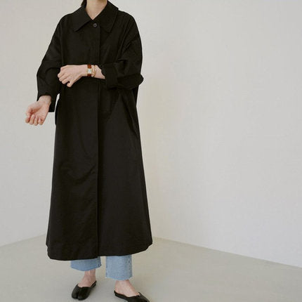 Manteau long fluide femme style trench-coat décontracté