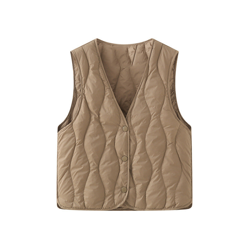 Chaleco acolchado ligero con cuello de pico y botones