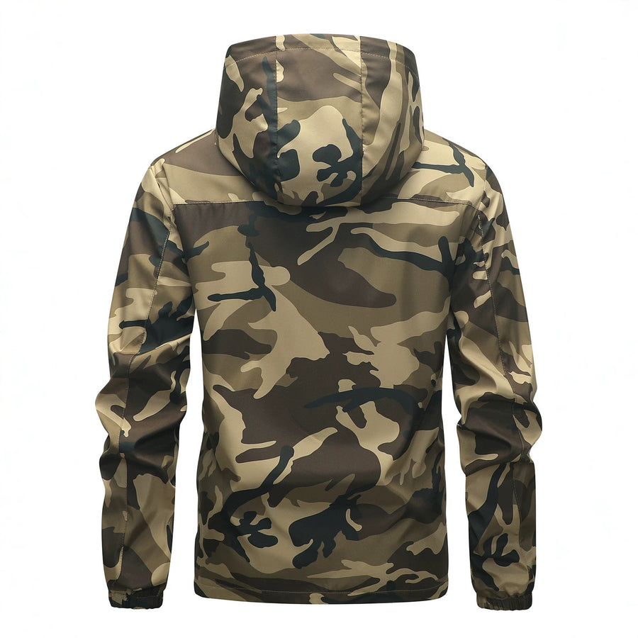 Chaqueta de camuflaje para hombre con capucha y cremallera