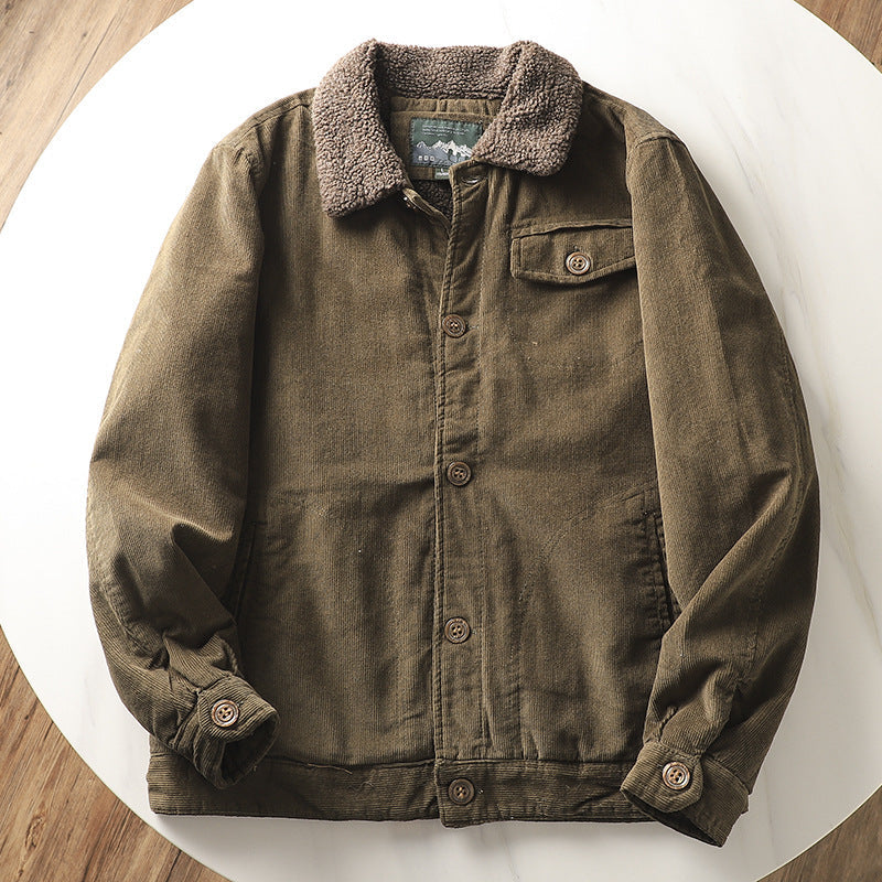 Men's Brown Corduroy Jacket with Sherpa Lining