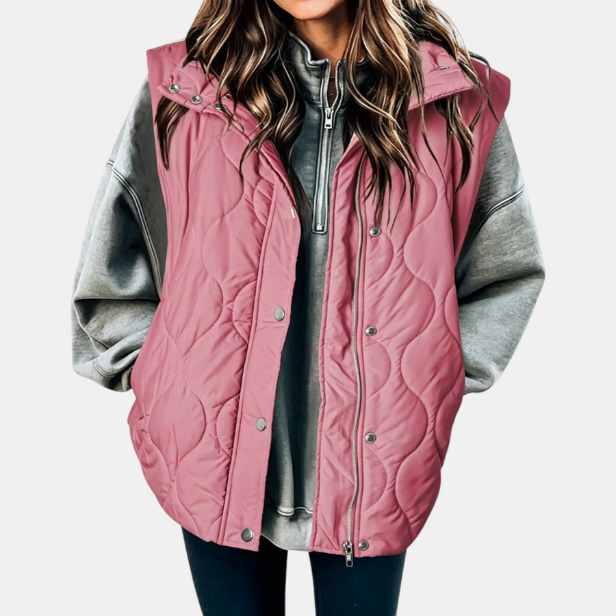 Women's quilted vest, sleeveless puffer jacket with zipper and buttons