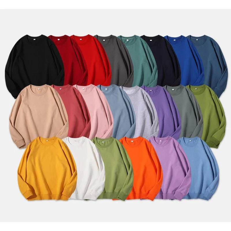 Sudadera informal lisa de cuello redondo, de tejido suave