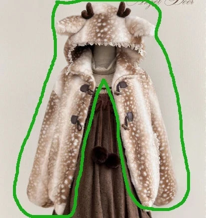 Women's Beige and White Deer-Print Faux Fur Hooded Coat