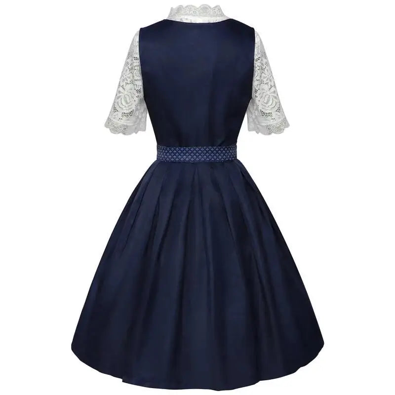 Robe Dirndl Traditionnelle Femme avec Chemisier et Tablier