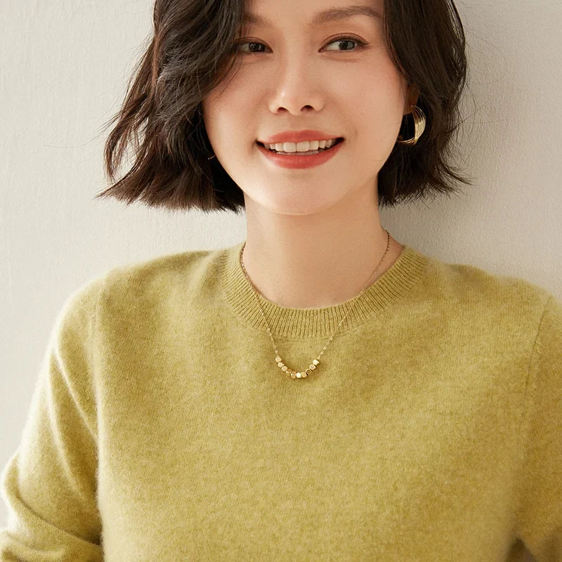 Maglione da donna in maglia morbida a girocollo e maniche lunghe