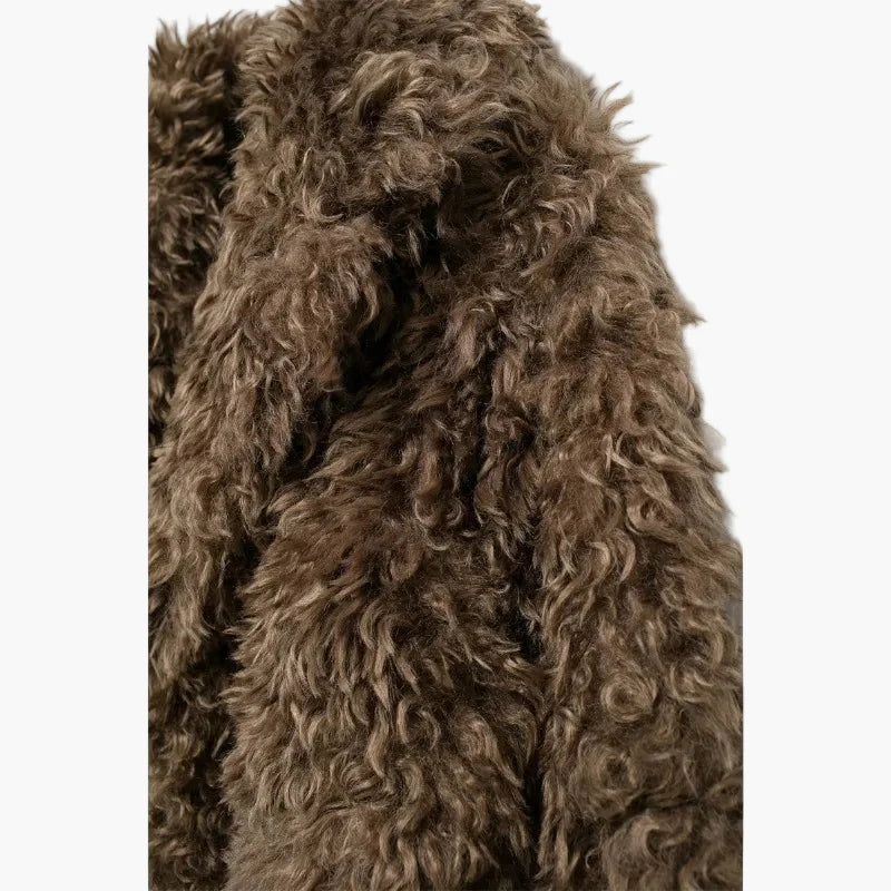 Abrigo de mujer estilo vintage de piel sintética con aspecto de oveja, tendencia invierno