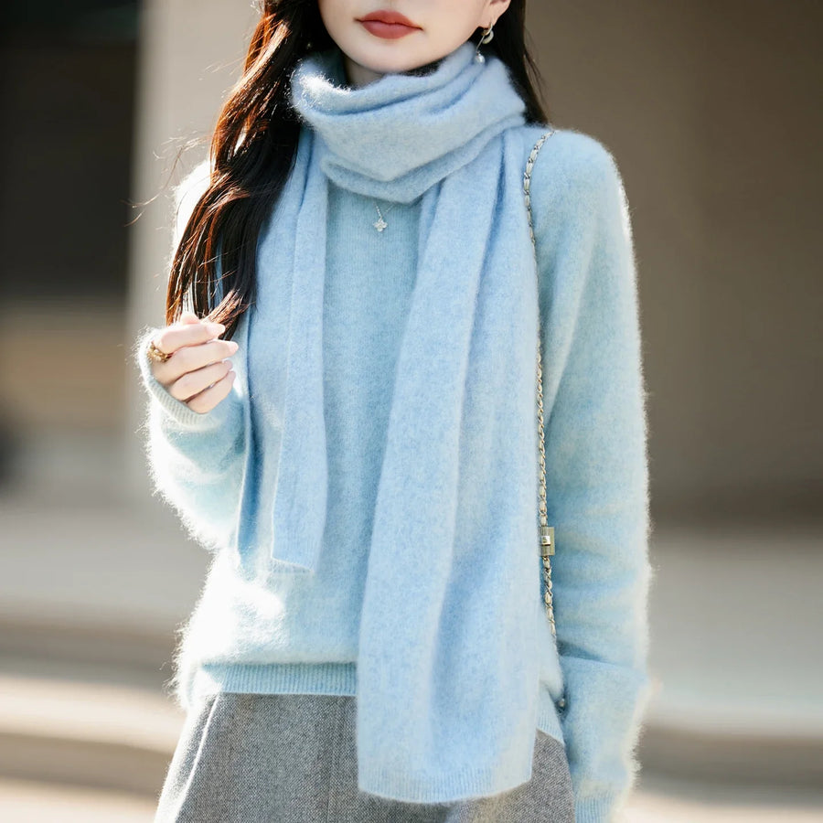 Women's cozy lightweight pale yellow crew-neck sweater
