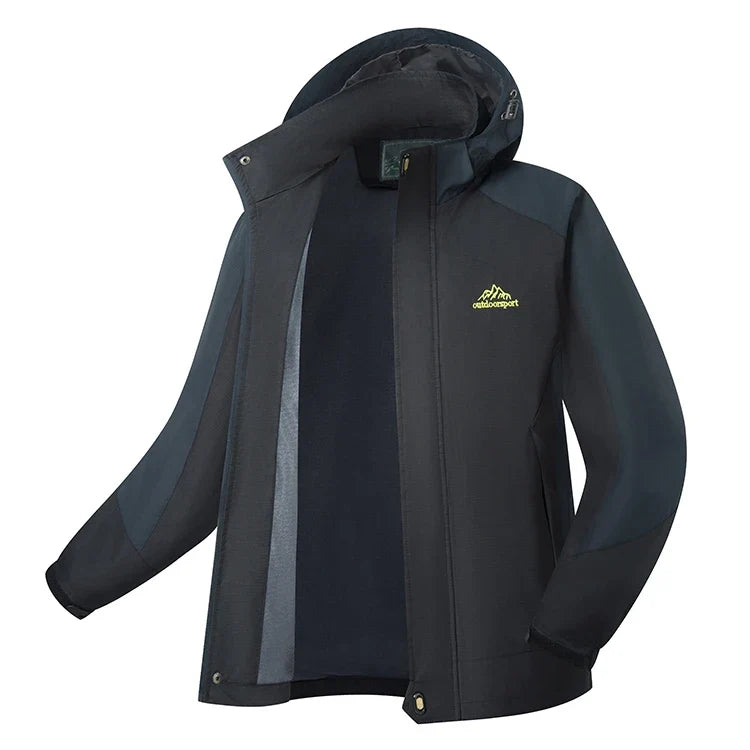 Zweifarbige wasserdichte Damenjacke mit Kapuze und herausnehmbarem Fleecefutter