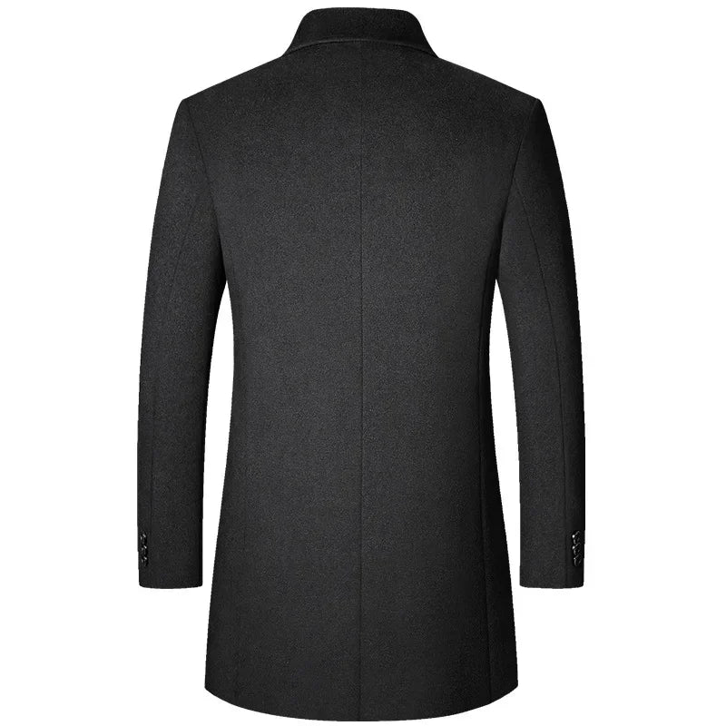 Elegant halvlang herrefrakke i koreansk stil, trenchcoat med revers til et moderne og urbant look