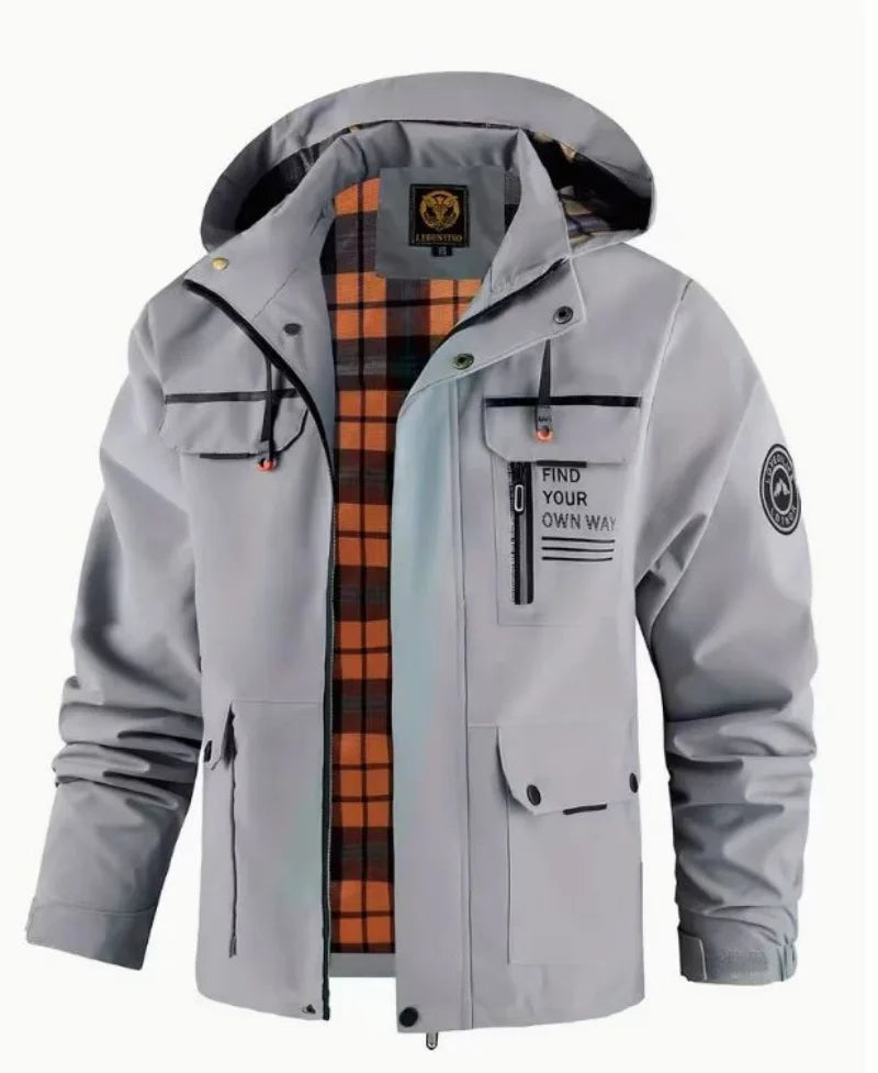 Veste à capuche homme coupe-vent et imperméable avec multiples poches
