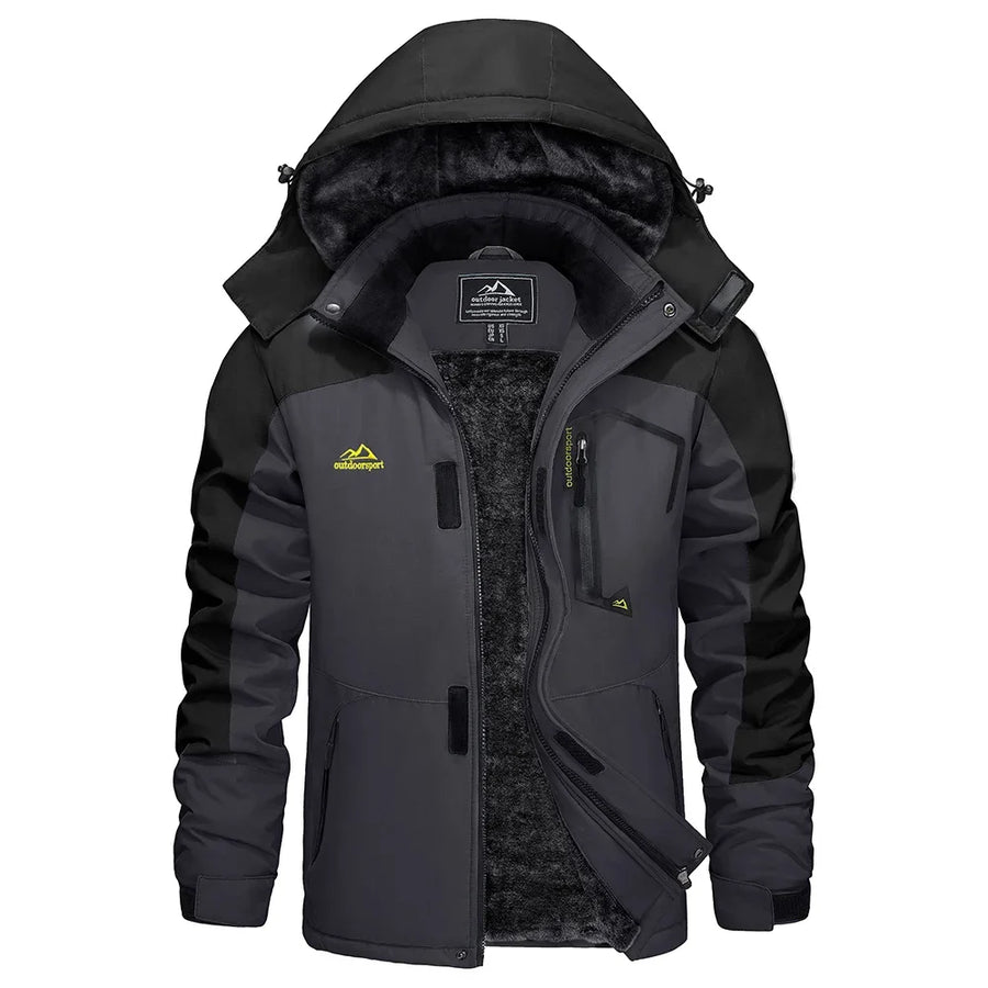 Wasserdichte Herren-Wanderjacke mit Kapuze und warmem Innenfutter für Outdoor-Aktivitäten