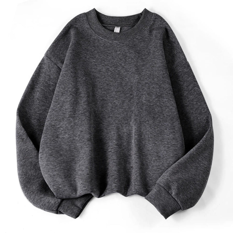 Sweat-shirt Femme ample Violet uni col rond et manches longues