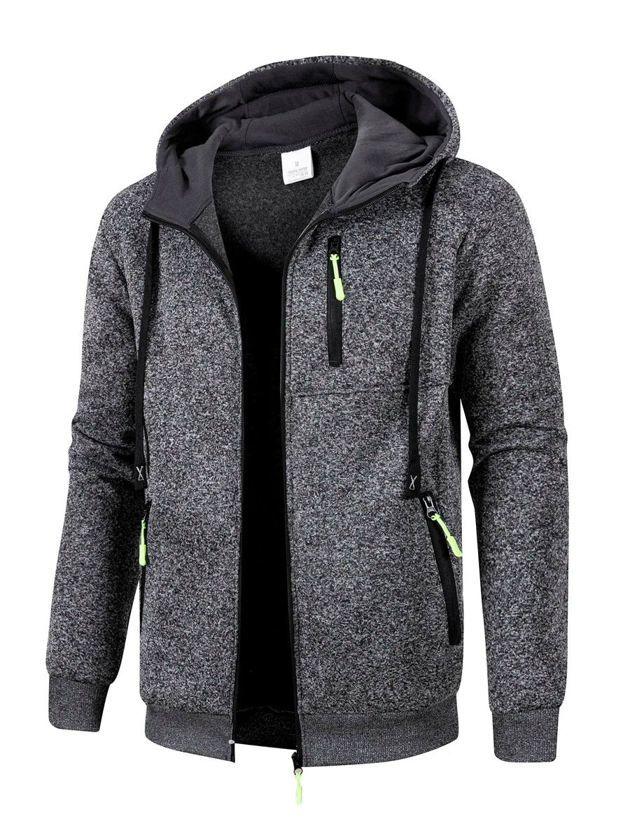 Herren-Kapuzenpullover mit Reißverschluss, Taschen und warmem Innenfutter