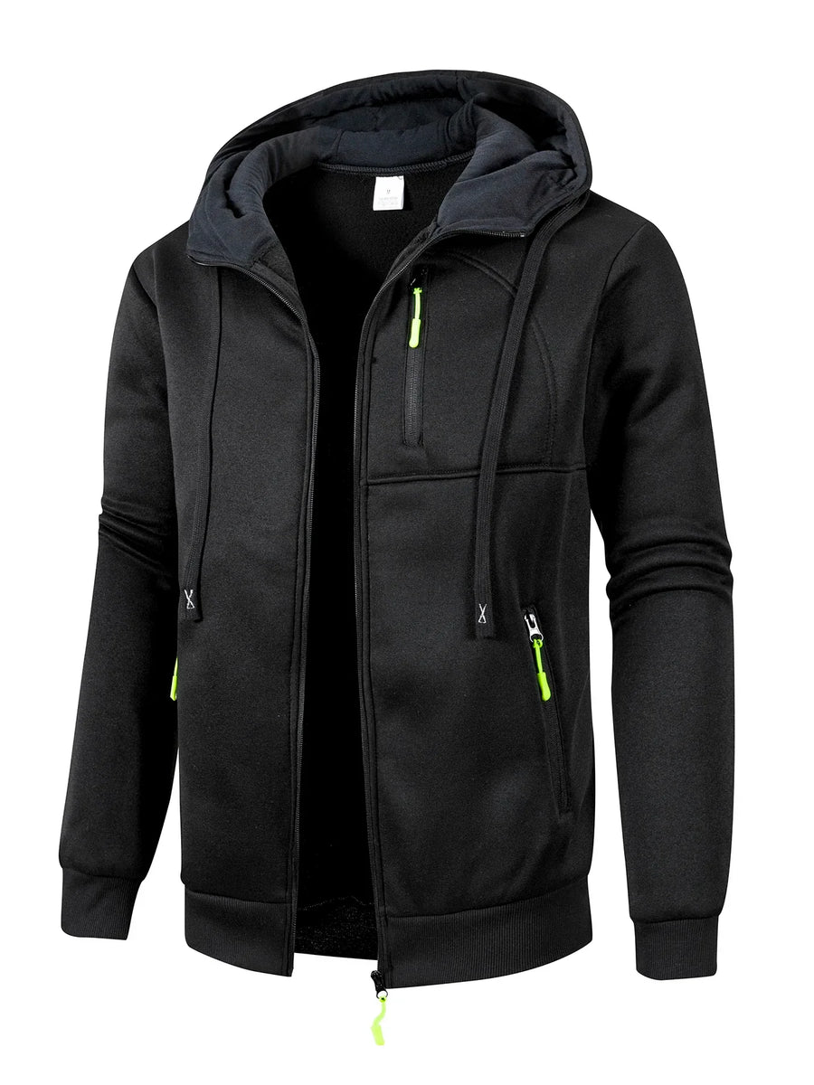 Herren-Kapuzenpullover mit Reißverschluss, Taschen und warmem Innenfutter