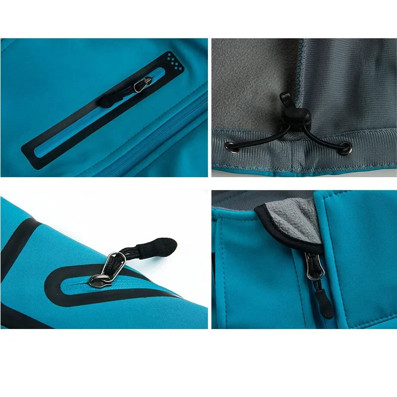 Veste Softshell Femme Zippée Imperméable Respirante Coupe-Vent avec Capuche Amovible