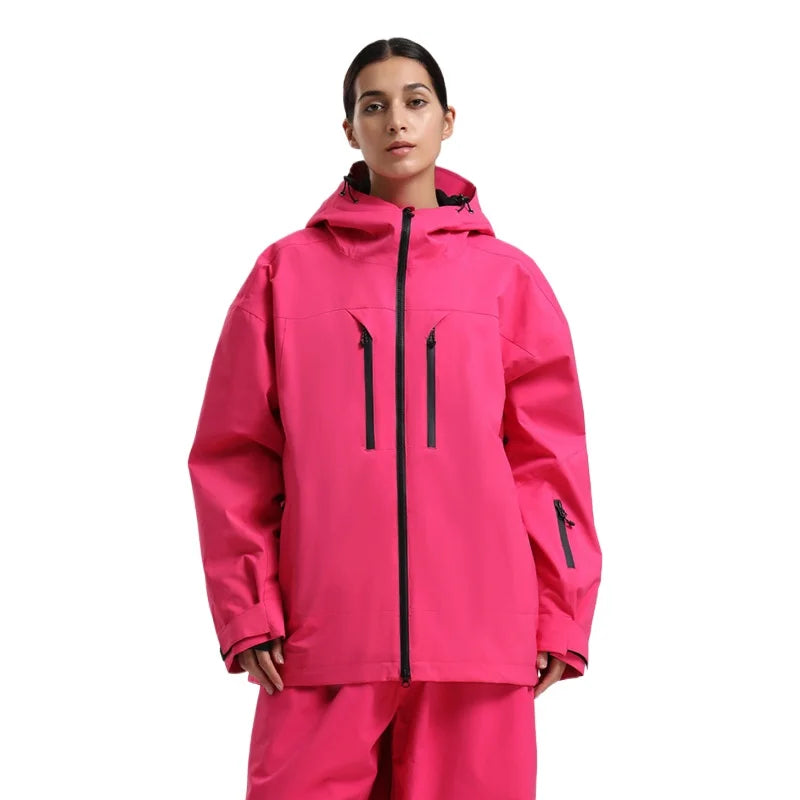 Veste de ski et snowboard pour homme à capuche imperméable avec fermetures éclair noires