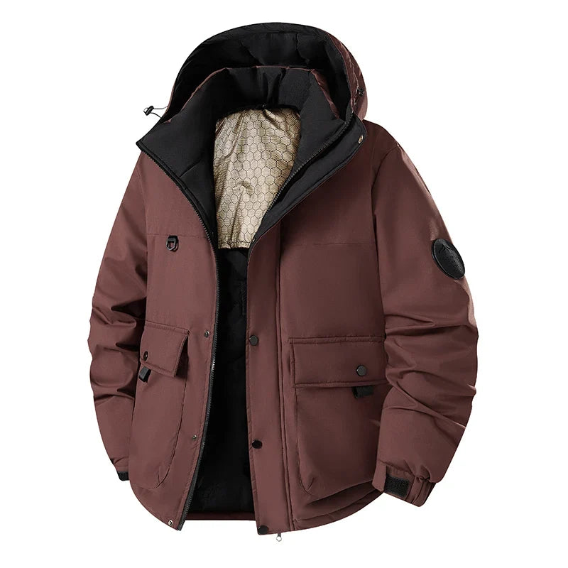 Doudoune à capuche homme matelassée coupe-vent couleur unie