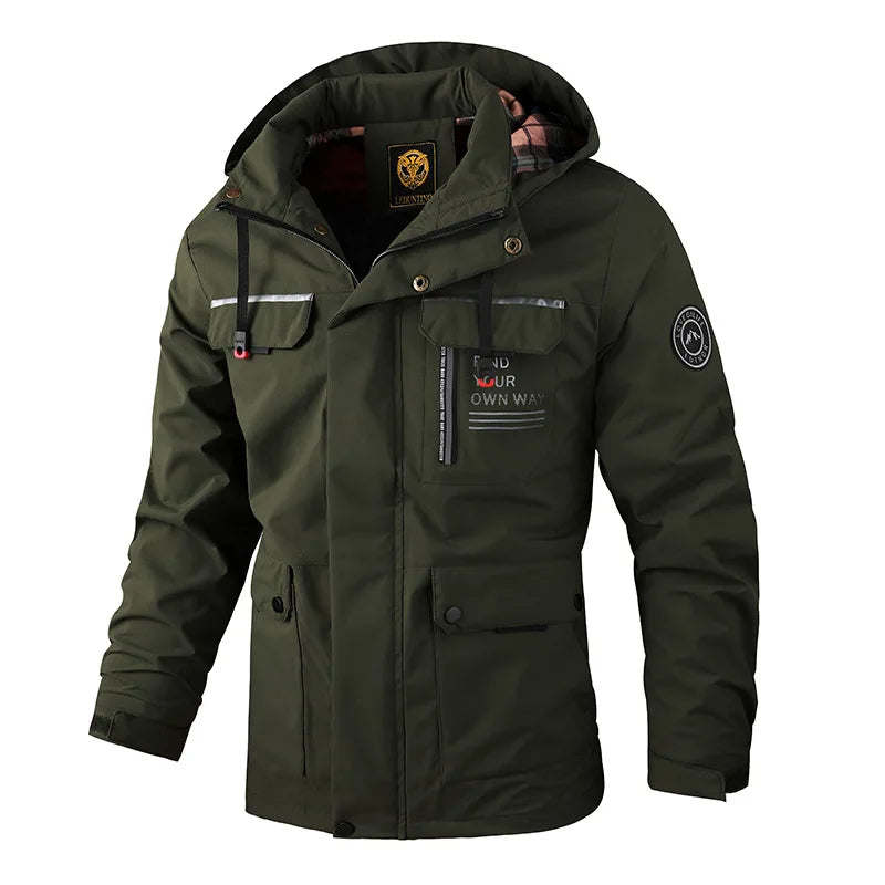 Veste à capuche homme coupe-vent et imperméable avec multiples poches