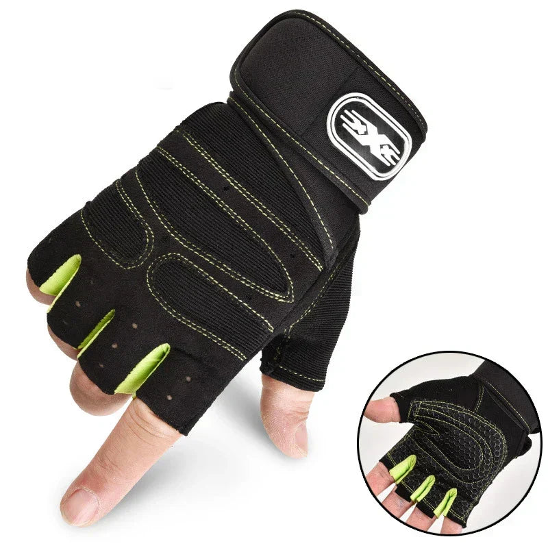 Fingerlose Fitnesshandschuhe mit Handgelenkstütze in Schwarz und Blau