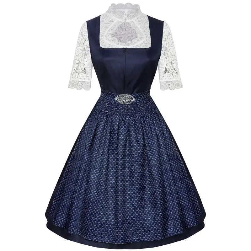 Robe Dirndl Traditionnelle Femme avec Chemisier et Tablier