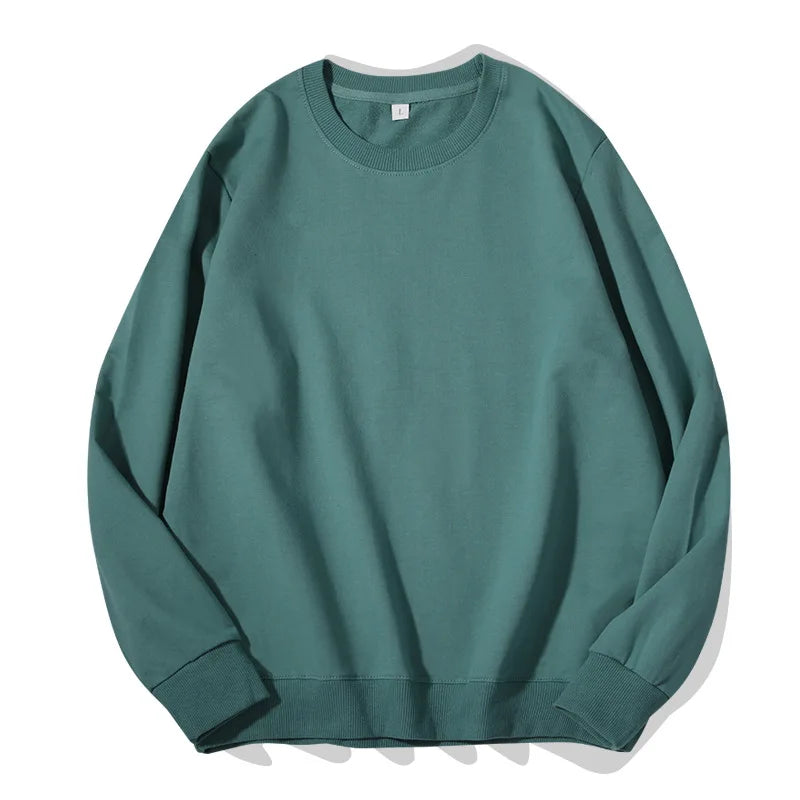 Sudadera informal lisa de cuello redondo, de tejido suave