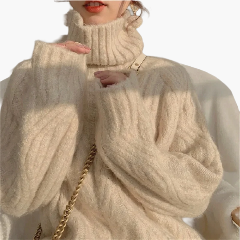 Løs rullekrave i koreansk stil til kvinder – Efterårs- og vintermode, blødt og elegant look