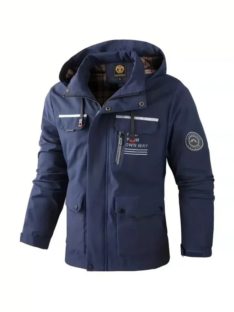 Veste à capuche homme coupe-vent et imperméable avec multiples poches