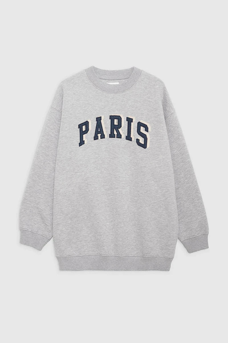 Sweatshirt til kvinder med rund hals og print i grå, bordeaux, sort eller hvid