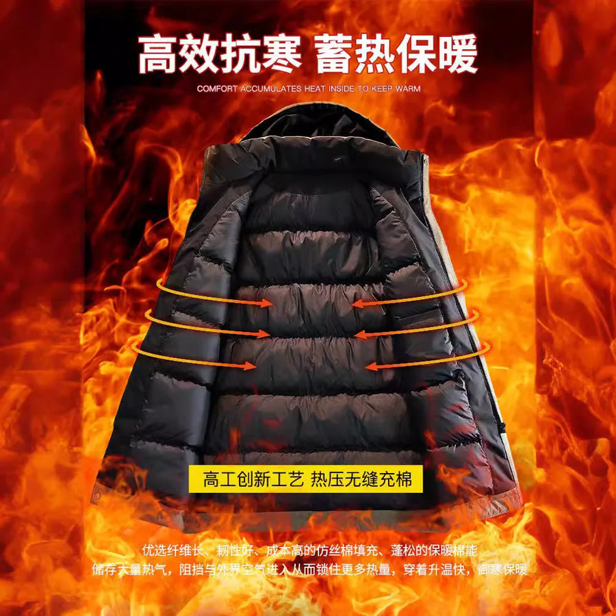 Manteau d'hiver long matelassé avec capuche pour homme
