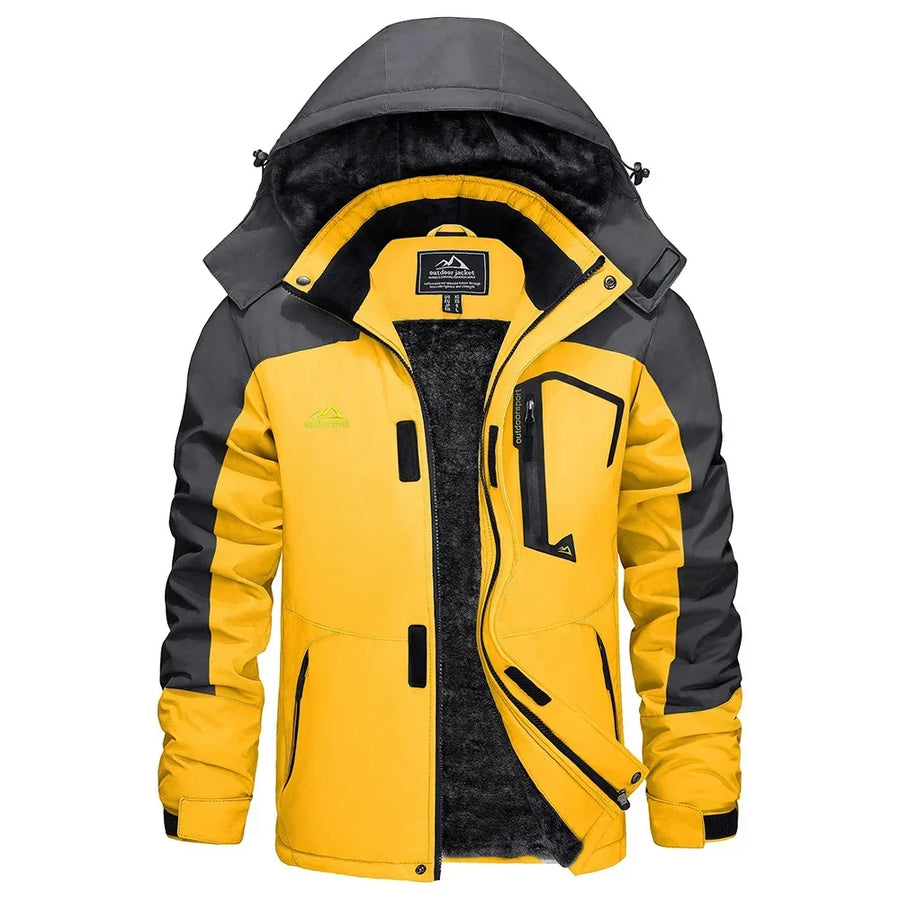 Wasserdichte Herren-Wanderjacke mit Kapuze und warmem Innenfutter für Outdoor-Aktivitäten