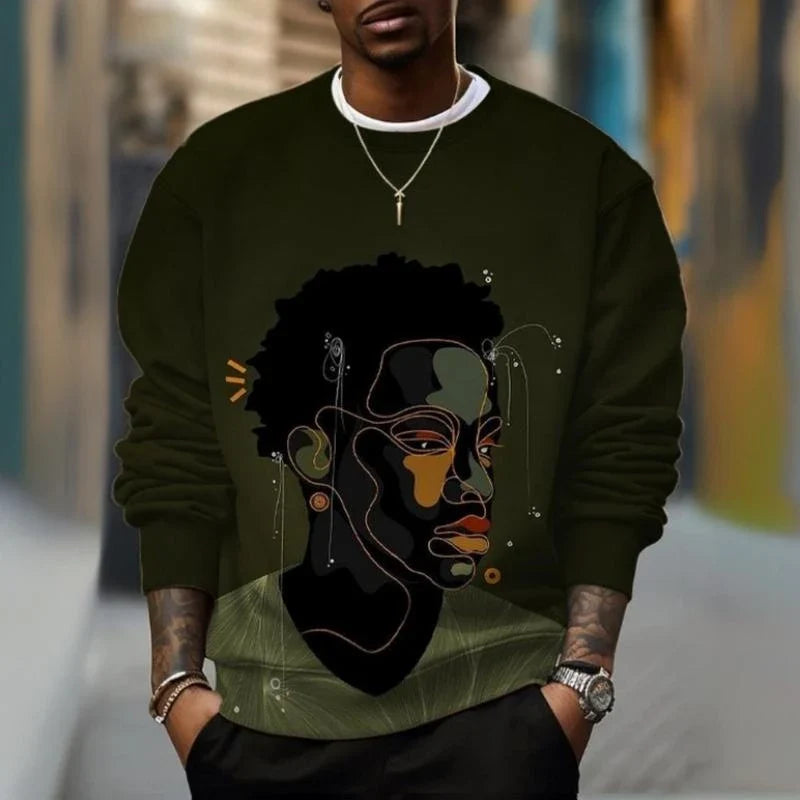 Herresweatshirt med grafisk print, rund hals og lange ærmer