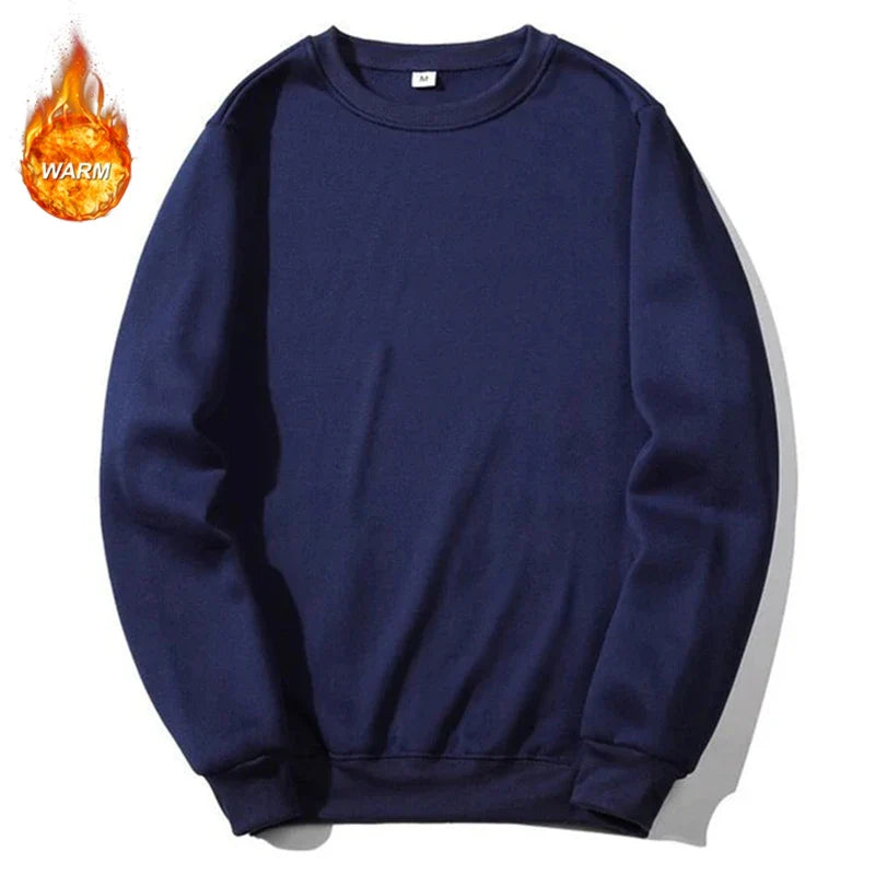 Avslappet, ensfarget unisex-sweatshirt med rund hals i fleece