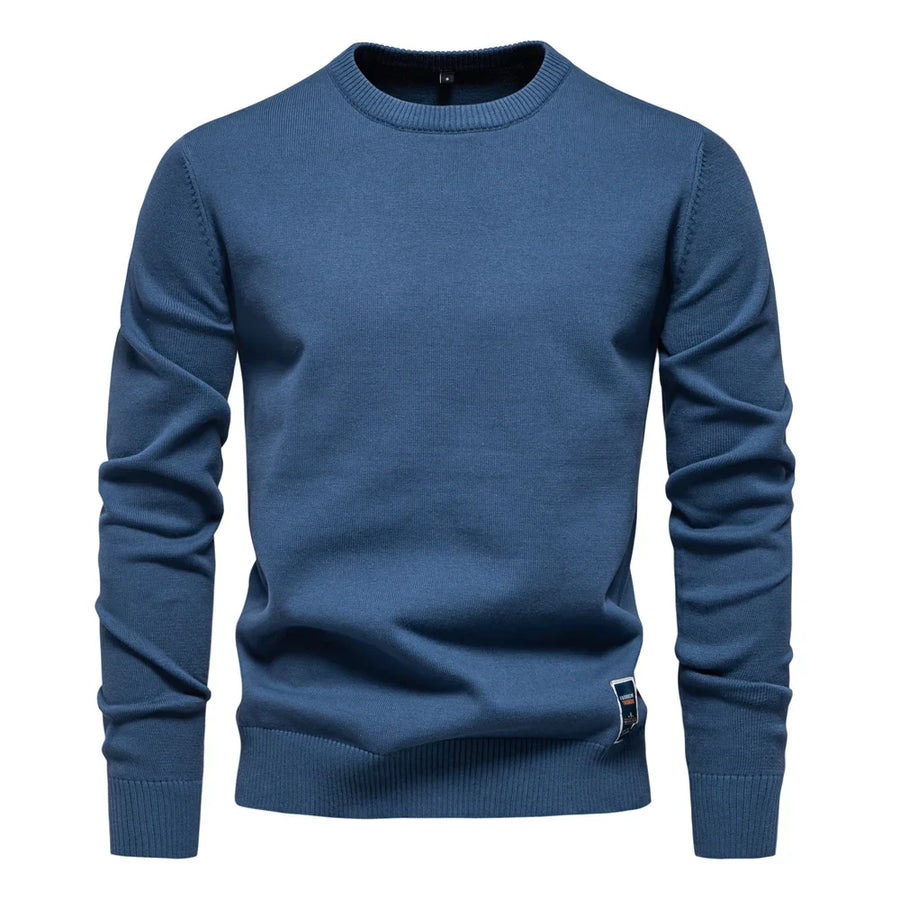 Maglione da uomo a girocollo in maglia tinta unita, blu royal
