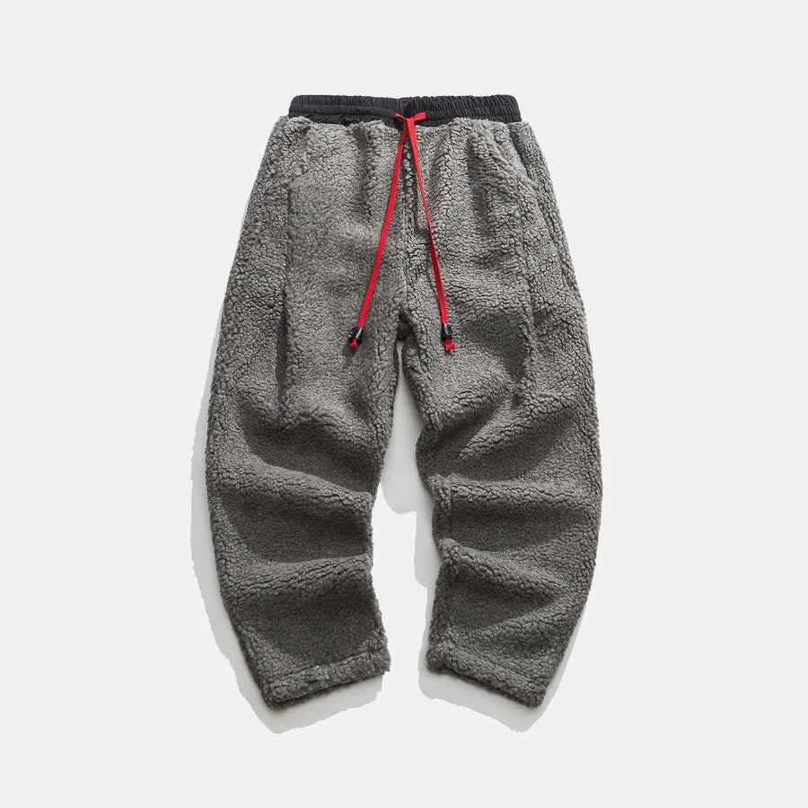 Men's soft textured trousers with drawstring