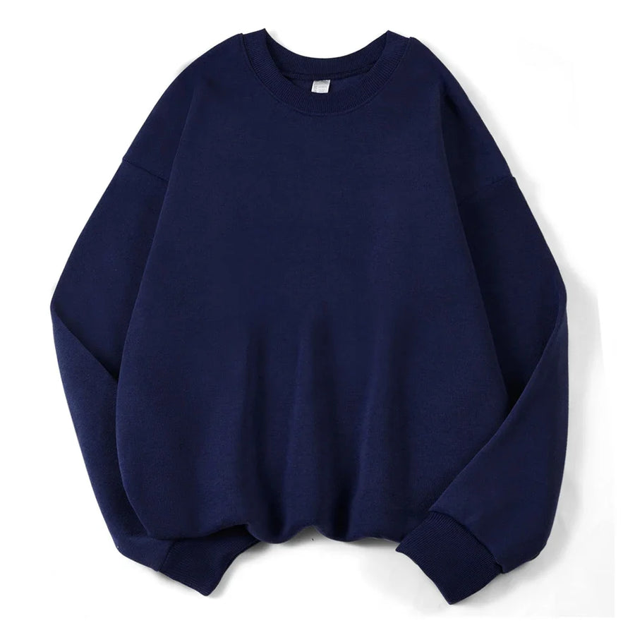 Sweat-shirt Femme ample Violet uni col rond et manches longues