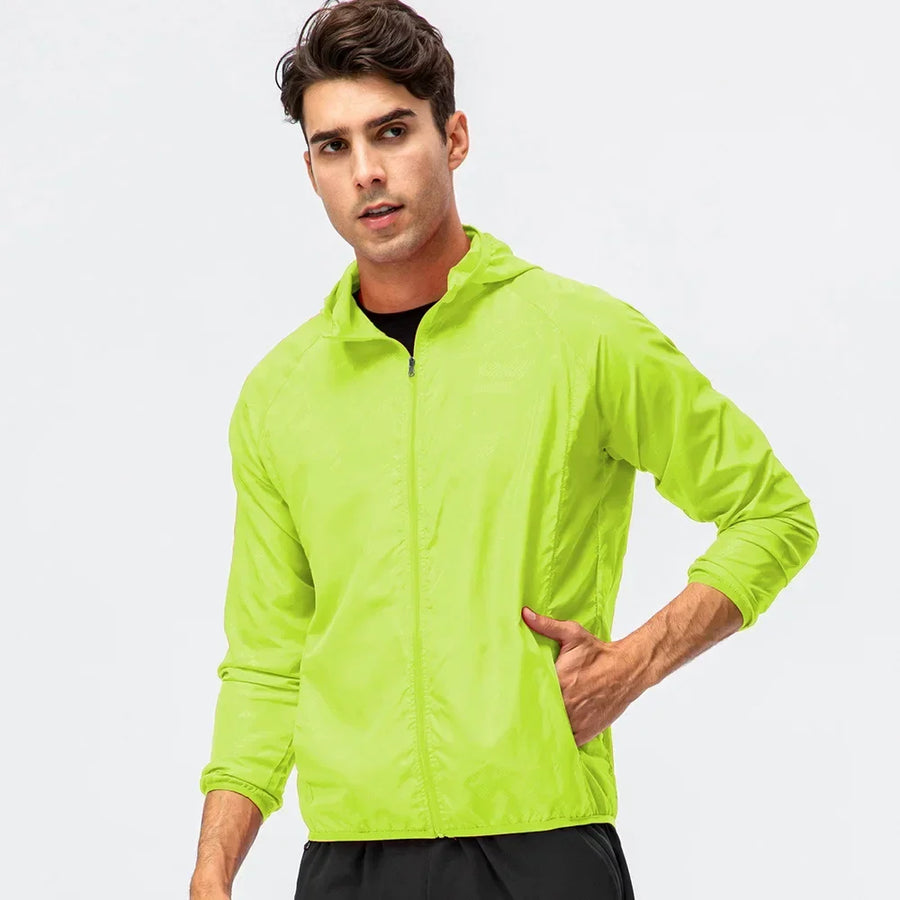 Veste coupe-vent légère à capuche pliable pour homme