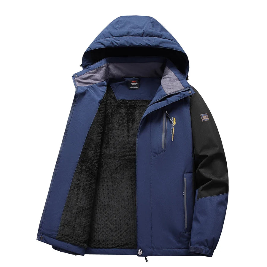 Herren-Kapuzenjacke mit Fleecefutter in Marineblau und Schwarz für den Outdoor-Bereich
