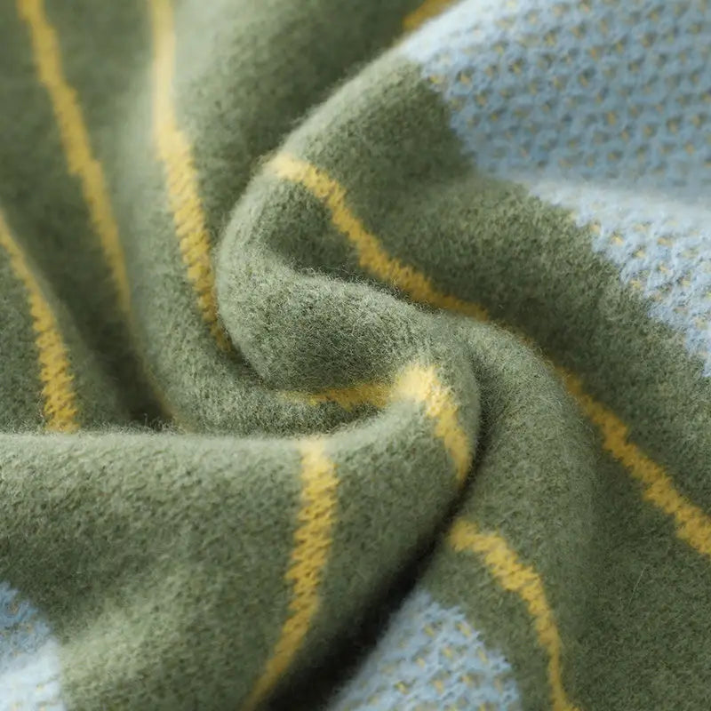 Męski sweter z dzianiny w romby, okrągły dekolt, długie rękawy