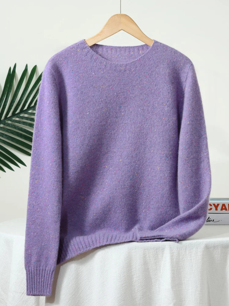 Maglione maculato a maniche lunghe con collo rotondo da uomo o da donna