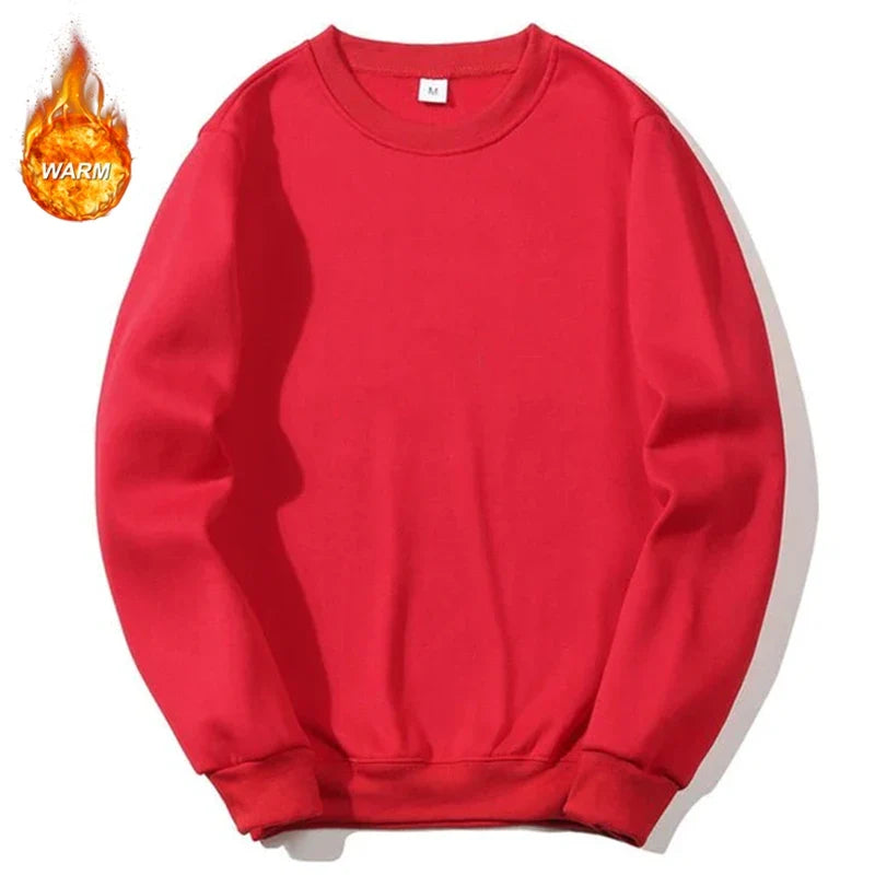 Avslappet, ensfarget unisex-sweatshirt med rund hals i fleece
