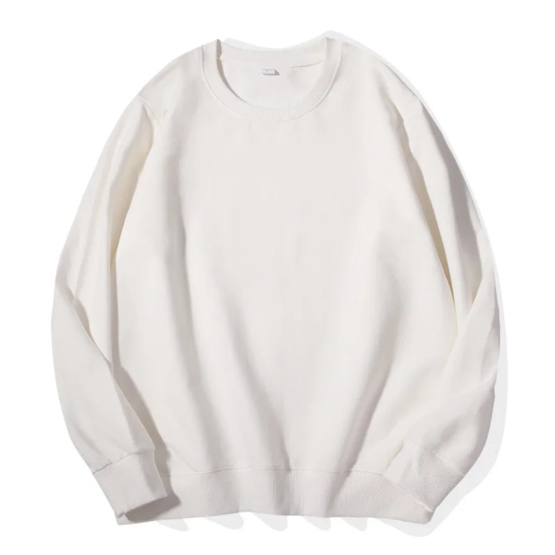 Sudadera informal lisa de cuello redondo, de tejido suave