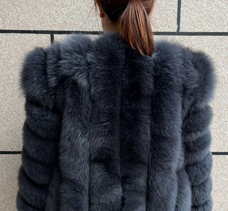 Veste courte femme à manches longues en fourrure douce aspect hiver chaud élégant blanc