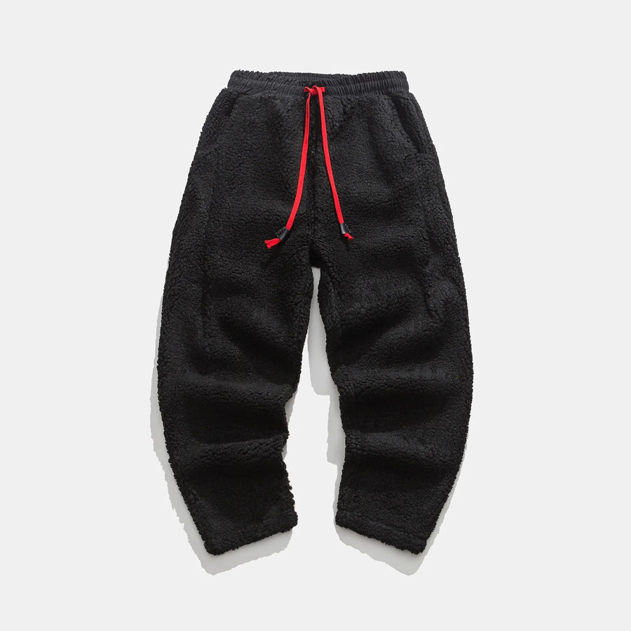 Men's soft textured trousers with drawstring